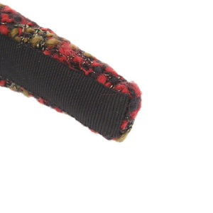 美品 シャネル ココマーク ツイード レッド カチューシャ 赤 1648【中古】CHANEL