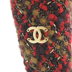 美品 シャネル ココマーク ツイード レッド カチューシャ 赤 1648【中古】CHANEL