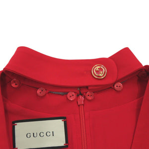 美品 グッチ 631481 シルク ウール レッド サイズ40 半袖 ミニ ワンピース 赤 1649【中古】GUCCI