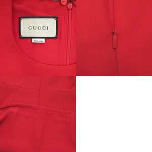美品 グッチ 631481 シルク ウール レッド サイズ40 半袖 ミニ ワンピース 赤 1649【中古】GUCCI
