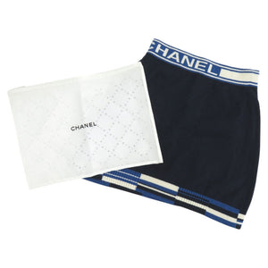 美品 シャネル CHANELロゴ P60730 カシミヤ サイズ34 ネイビー ミニスカート 1650【中古】CHANEL