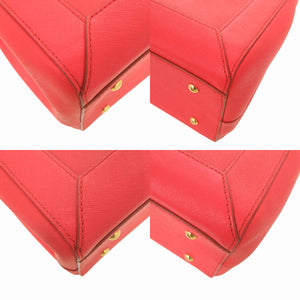 美品 エム シー エム ロゴ 2WAY レザー レッド ハンドバッグ 赤 1653【中古】MCM
