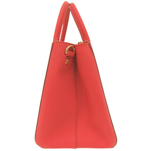 美品 エム シー エム ロゴ 2WAY レザー レッド ハンドバッグ 赤 1653【中古】MCM