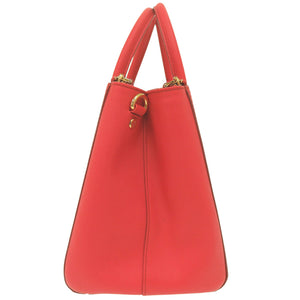 美品 エム シー エム ロゴ 2WAY レザー レッド ハンドバッグ 赤 1653【中古】MCM