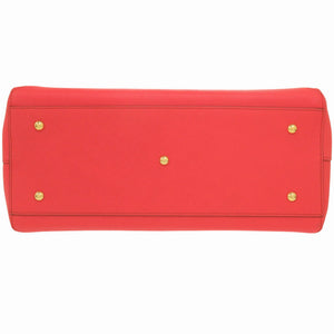 美品 エム シー エム ロゴ 2WAY レザー レッド ハンドバッグ 赤 1653【中古】MCM