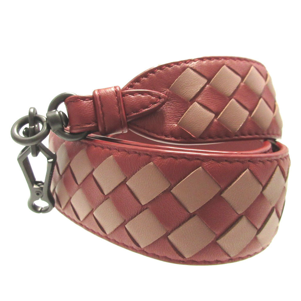 美品 ボッテガヴェネタ イントレチャート レザー レッド 赤 ショルダーストラップ 1670-2【中古】BOTTEGA VENETA