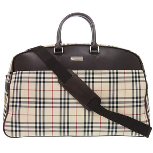 美品 バーバリー ノバチェック 2WAY キャンバス/レザー ベージュ ボストンバッグ 1673【中古】BURBERRY