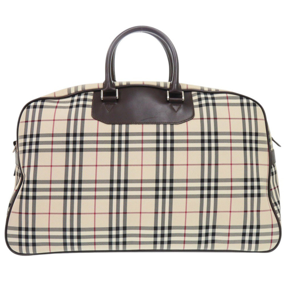 美品 バーバリー ノバチェック 2WAY キャンバス/レザー ベージュ ボストンバッグ 1673【中古】BURBERRY