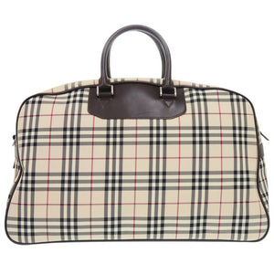 美品 バーバリー ノバチェック 2WAY キャンバス/レザー ベージュ ボストンバッグ 1673【中古】BURBERRY