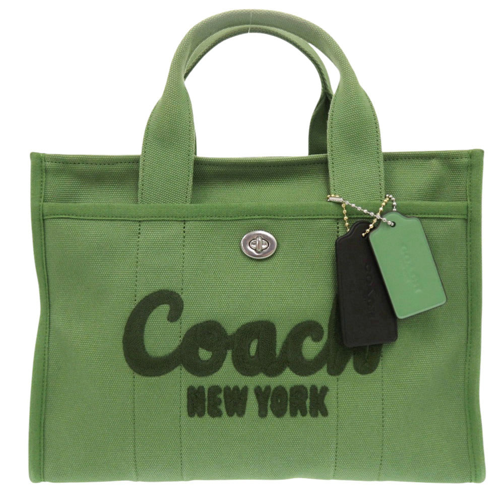 美品 コーチ カーゴ トート 26キャンバス CP158 LHRT2 シルバー金具 キャンバス グリーン ショルダーバッグ 0262【中古】COACH