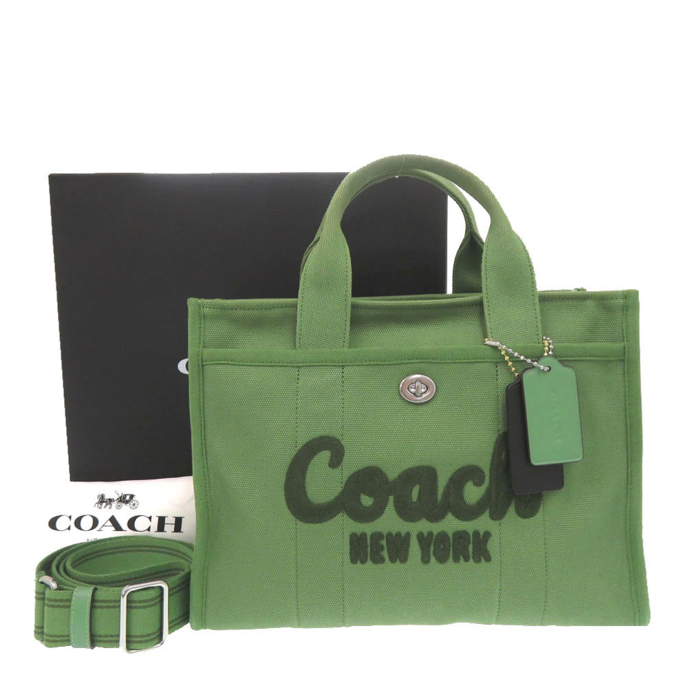 美品 コーチ カーゴ トート 26キャンバス CP158 LHRT2 シルバー金具 キャンバス グリーン ショルダーバッグ 0262【中古】COACH