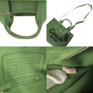 美品 コーチ カーゴ トート 26キャンバス CP158 LHRT2 シルバー金具 キャンバス グリーン ショルダーバッグ 0262【中古】COACH