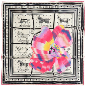 新品同様 エルメス カレ55 馬着 京都マーブル シルク マルチカラー スカーフ 0087【中古】HERMES