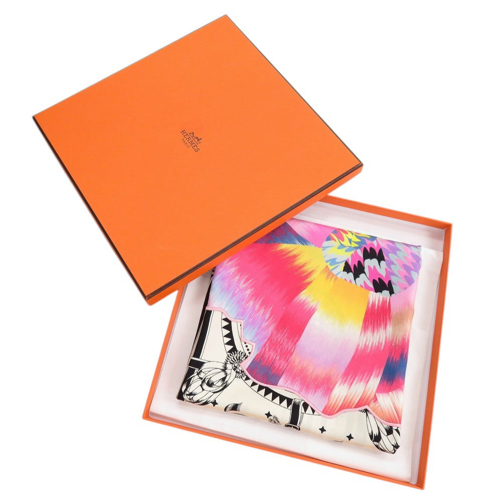 新品同様 エルメス カレ55 馬着 京都マーブル シルク マルチカラー スカーフ 0087【中古】HERMES