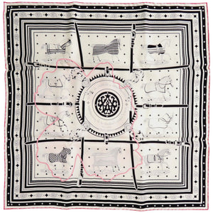 新品同様 エルメス カレ55 馬着 京都マーブル シルク マルチカラー スカーフ 0087【中古】HERMES