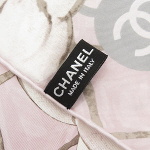 美品 シャネル ココマーク カメリア シルク ピンク系 スカーフ 0214【中古】CHANEL