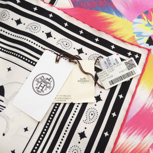 新品同様 エルメス カレ55 馬着 京都マーブル シルク マルチカラー スカーフ 0087【中古】HERMES