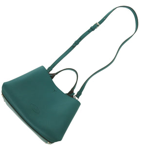 新品同様 トッズ Tタイムレス マイクロ XBWAPAEL000QRI レザー ターコイズ ハンドバッグ 2WAY ショルダーバッグ 青緑 0471【中古】TOD’S