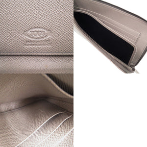 美品 トッズ ロゴ L字ファスナー 長財布 レザー グレー 0623【中古】TOD’S