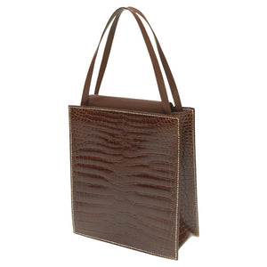 美品 エルメス ルーシーPM トートバッグ ニロティカス/レザー ブラウン 0125【中古】HERMES