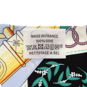 エルメス ツイリー Cliquetis シルク ブラック ペールブルー マルチカラー スカーフ 0773【中古】HERMES