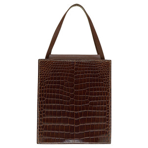 美品 エルメス ルーシーPM トートバッグ ニロティカス/レザー ブラウン 0125【中古】HERMES