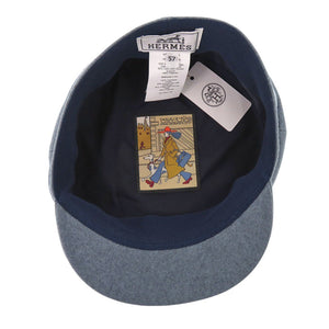 新品同様 エルメス ドゥーヴィル セリエボタン キャスケットカシミヤ ブルー 帽子 青 1359【中古】HERMES