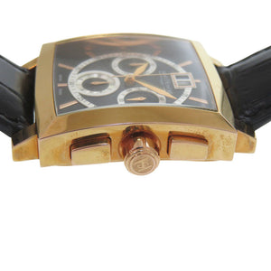 新品同様 サントノーレ 898027 8NIAR SS 型押しレザー ブラック ゴールド 黒文字盤 クオーツ 腕時計 0034【中古】SAINT HONORE