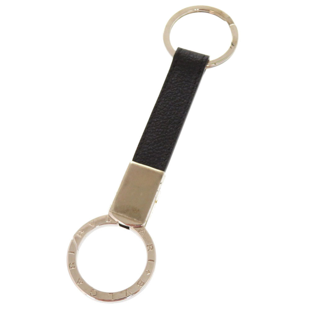 美品 ブルガリ ブルガリブルガリ マン レザー メタル ブラック キーリング 0350【中古】BVLGARI メンズ