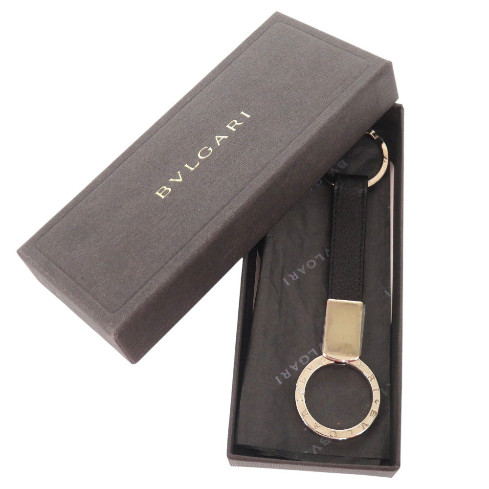 美品 ブルガリ ブルガリブルガリ マン レザー メタル ブラック キーリング 0350【中古】BVLGARI メンズ