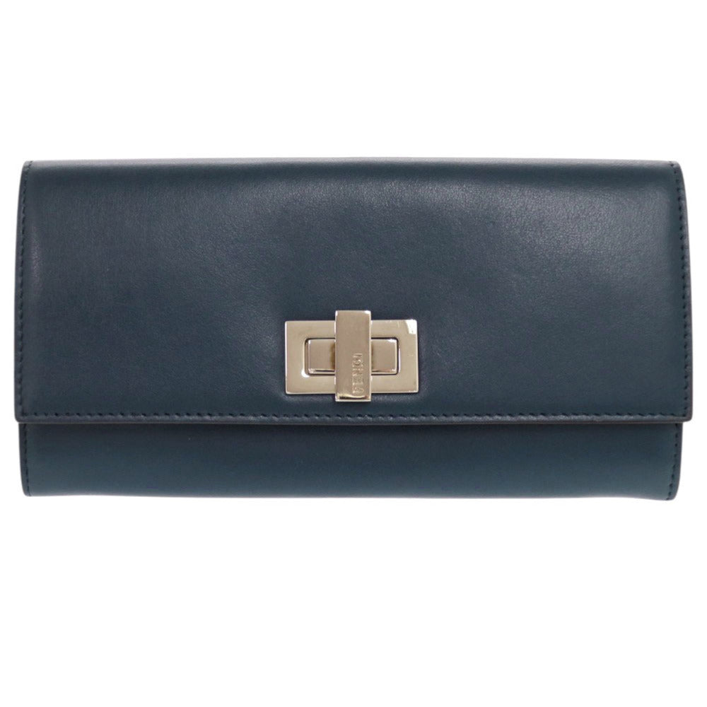 新品同様 フェンディ ピーカブー 8M0377 レザー ネイビー 長財布 二つ折り長財布 0953【中古】FENDI