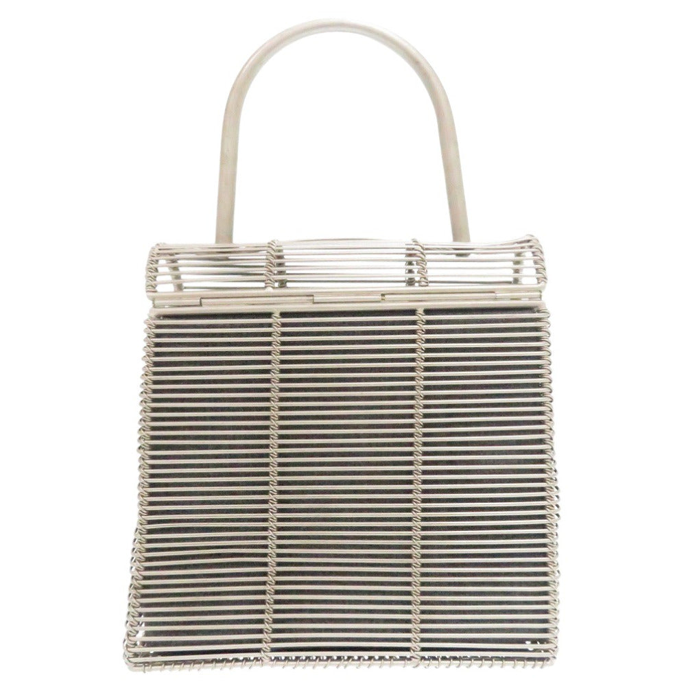 サルヴァトーレフェラガモ ガンチーニ DO-21 8840 メタル シルバー ハンドバッグ 1234【中古】Salvatore Ferragamo