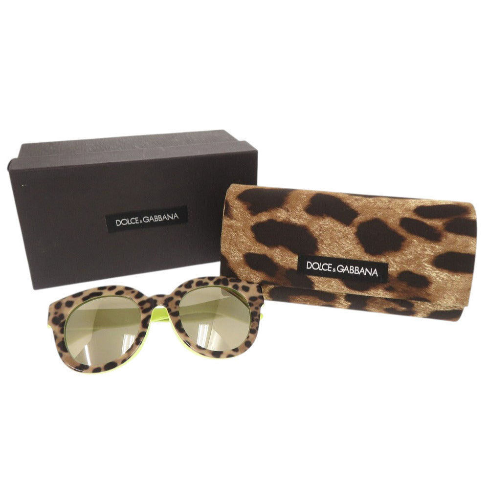 新品同様 ドルチェアンドガッバーナ レオパード プラスチック ネオンイエロー サングラス 1697【中古】DOLCE&GABBANA