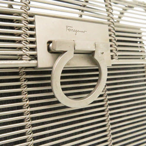 サルヴァトーレフェラガモ ガンチーニ DO-21 8840 メタル シルバー ハンドバッグ 1234【中古】Salvatore Ferragamo