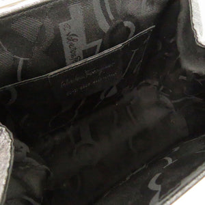 サルヴァトーレフェラガモ ガンチーニ DO-21 8840 メタル シルバー ハンドバッグ 1234【中古】Salvatore Ferragamo