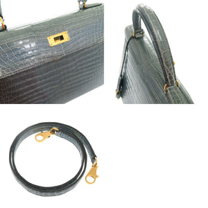 美品 エルメス ケリー28 外縫い ポロサス ブルージーン ゴールド金具 □B刻印(1998年製) ハンドバッグ 1207【中古】HERMES