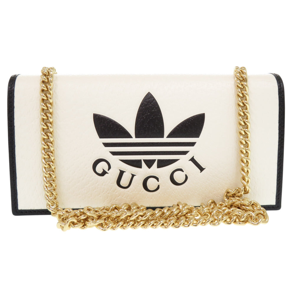 未使用品 グッチ × アディダス 621892 レザー ホワイト チェーンショルダーバッグ 0936【中古】GUCCI