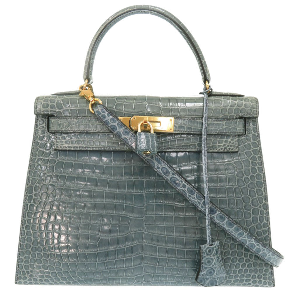 美品 エルメス ケリー28 外縫い ポロサス ブルージーン ゴールド金具 □B刻印(1998年製) ハンドバッグ 1207【中古】HERMES