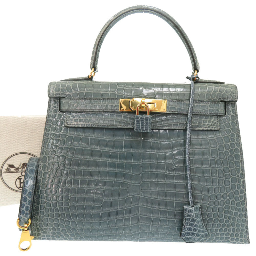 美品 エルメス ケリー28 外縫い ポロサス ブルージーン ゴールド金具 □B刻印(1998年製) ハンドバッグ 1207【中古】HERMES