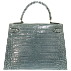 美品 エルメス ケリー28 外縫い ポロサス ブルージーン ゴールド金具 □B刻印(1998年製) ハンドバッグ 1207【中古】HERMES