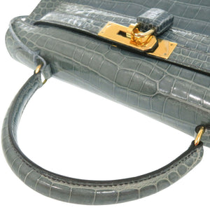 美品 エルメス ケリー28 外縫い ポロサス ブルージーン ゴールド金具 □B刻印(1998年製) ハンドバッグ 1207【中古】HERMES