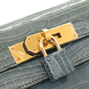 美品 エルメス ケリー28 外縫い ポロサス ブルージーン ゴールド金具 □B刻印(1998年製) ハンドバッグ 1207【中古】HERMES