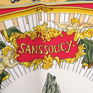 エルメス カレ90 サンスーシー宮殿 SANSSOUCY シルク グリーン ゴールド レッド スカーフ 0137【中古】HERMES