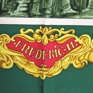 エルメス カレ90 サンスーシー宮殿 SANSSOUCY シルク グリーン ゴールド レッド スカーフ 0137【中古】HERMES