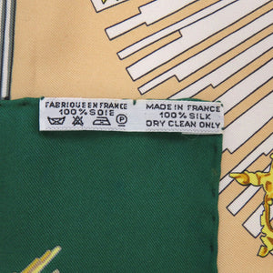 エルメス カレ90 サンスーシー宮殿 SANSSOUCY シルク グリーン ゴールド レッド スカーフ 0137【中古】HERMES