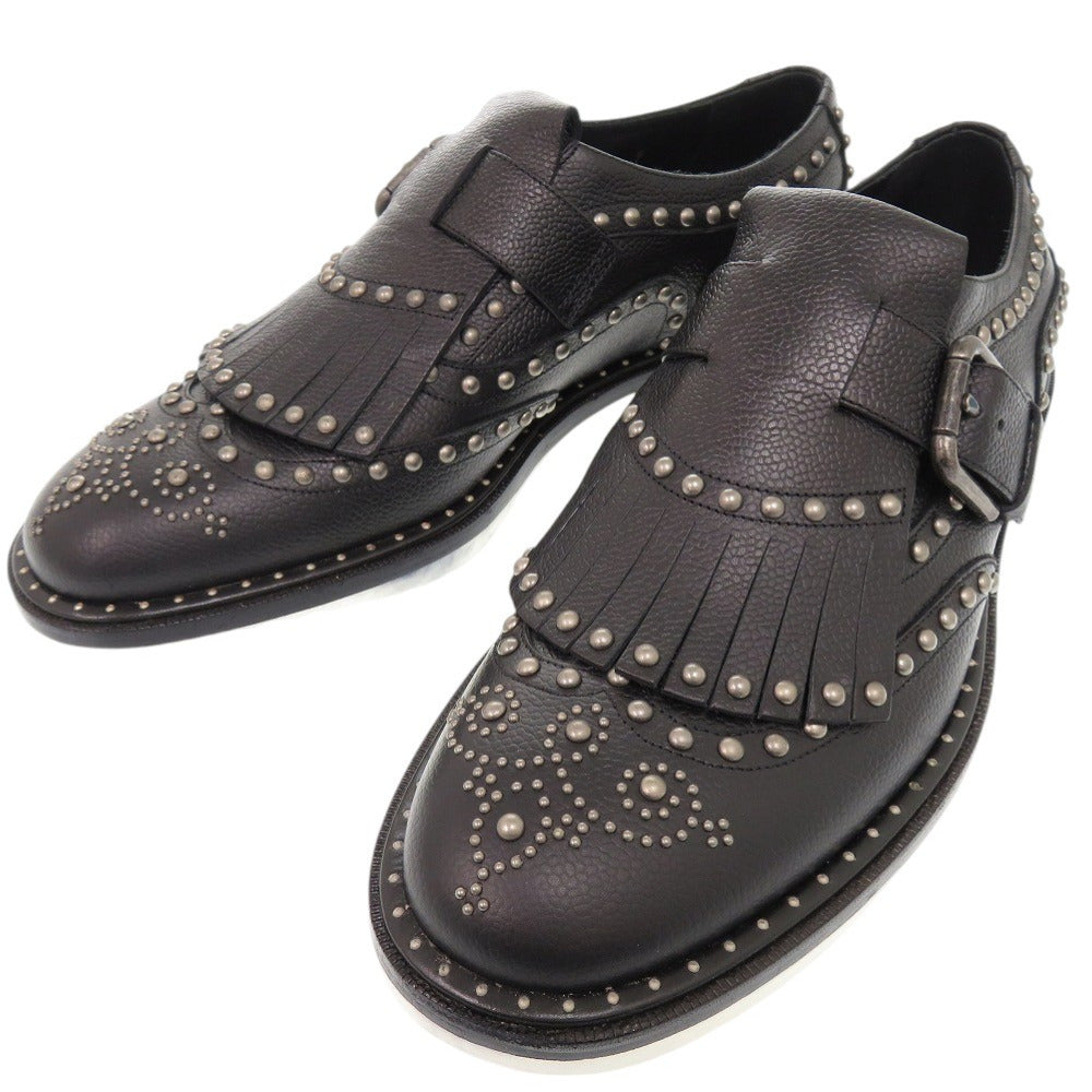 新品同様 ドルチェアンドガッバーナ スタッズ レザーシューズ レザー スタッズ サイズ8 ブラック 靴その他 黒 0848【中古】DOLCE&GABBANA メンズ