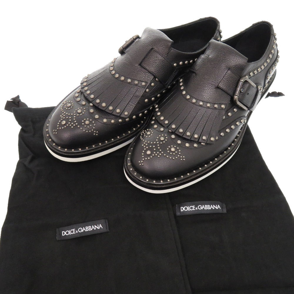 新品同様 ドルチェアンドガッバーナ スタッズ レザーシューズ レザー スタッズ サイズ8 ブラック 靴その他 黒 0848【中古】DOLCE&GABBANA メンズ