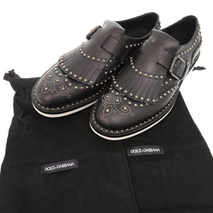 新品同様 ドルチェアンドガッバーナ スタッズ レザーシューズ レザー スタッズ サイズ8 ブラック 靴その他 黒 0848【中古】DOLCE&GABBANA メンズ