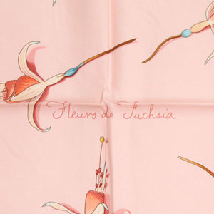 美品 エルメス カレ90 Fleurs De Fuchsia フクシャの花 シルク ピンク スカーフ 1875【中古】HERMES