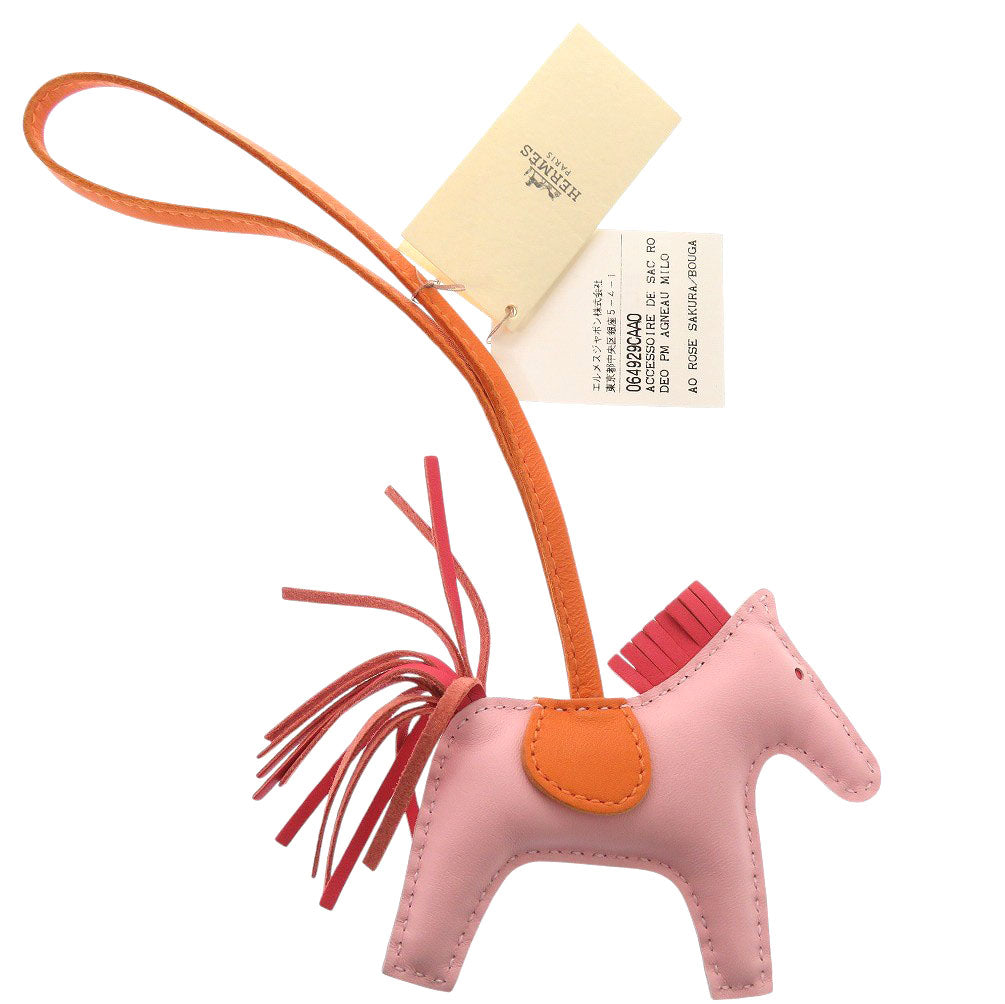 美品 エルメス ロデオPM ローズサクラ ローズジャイプール アニョーミロ バッグチャーム 1210【中古】HERMES